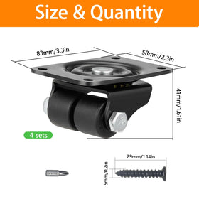 AvrestYPT 1-inch wheel close-up, smooth rotation for stable workbenches.