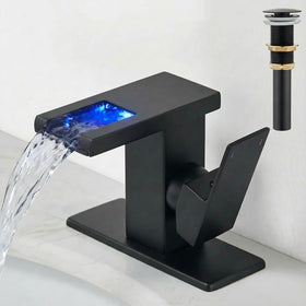 AVSIILE LED waterfall faucet in matte black with dramatic flow