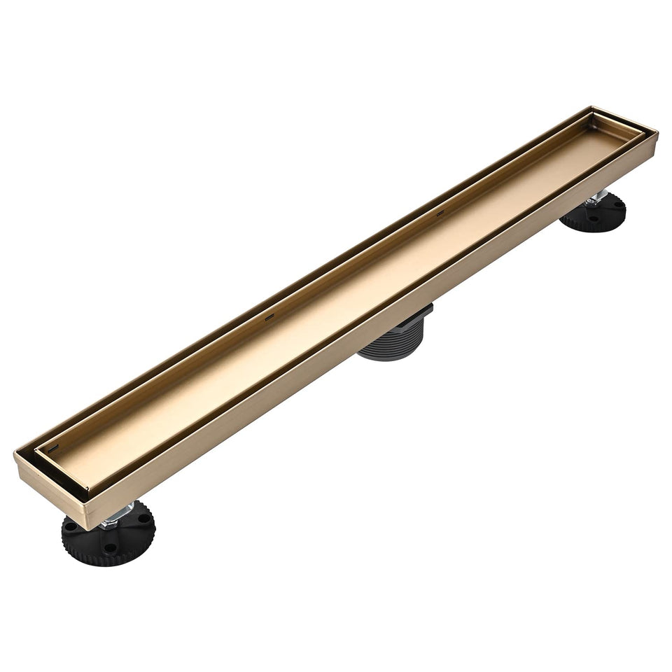 AVSIILE linear drain brushed gold 24-inch for spa-like shower floor.