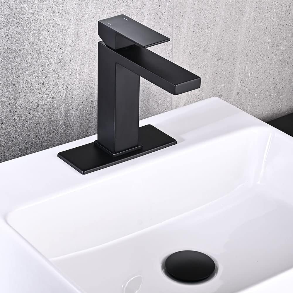 AVSIILE matte black faucet pop-up drain for easy drainage