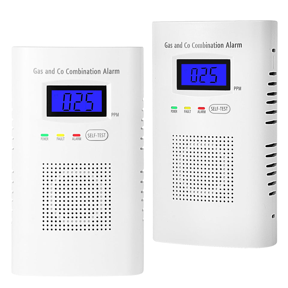 Awatin 2-pack gas and CO detector front view with quick status display for instant alerts.