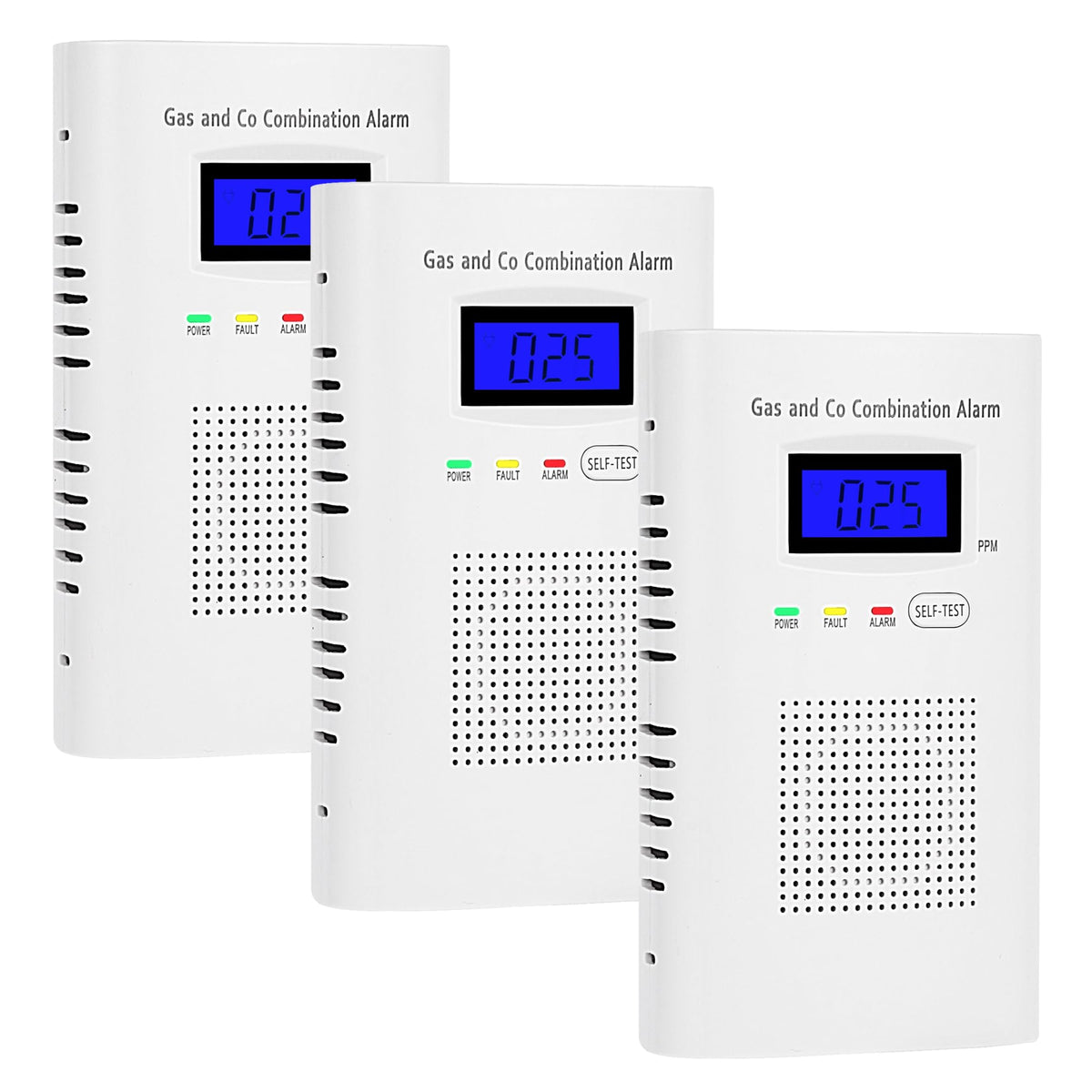Awatin 3 Pakcs detector front view, plug-in convenience for home safety