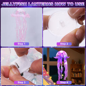 AWATIN Jellyfish decor LED lanterns showcase shimmering ribbons in close view.