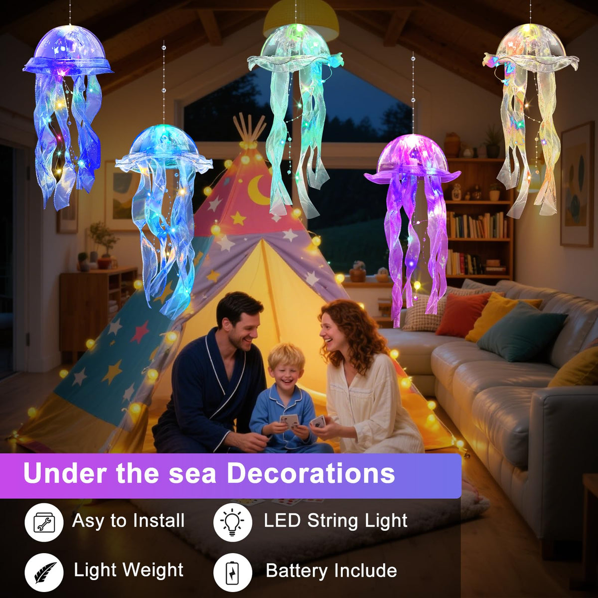 AWATIN Jellyfish decor pink lanterns emit a gentle shimmer for mermaid-themed events.
