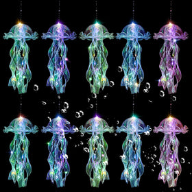 AWATIN Jellyfish decor yellow lanterns glow softly to enhance underwater ambiance.