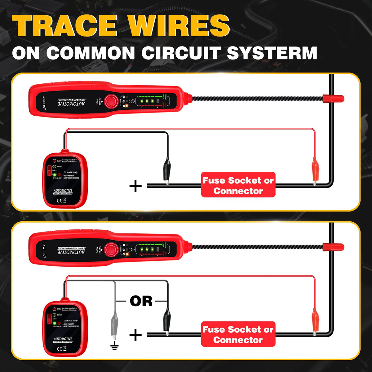 AWBLIN continuity test checks wire condition with clear green signal.