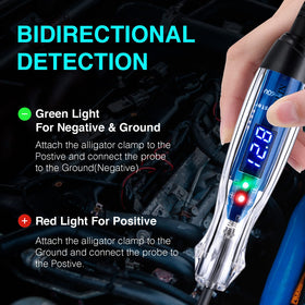 AWBLIN LED polarity indicator shows red for positive, green for negative.