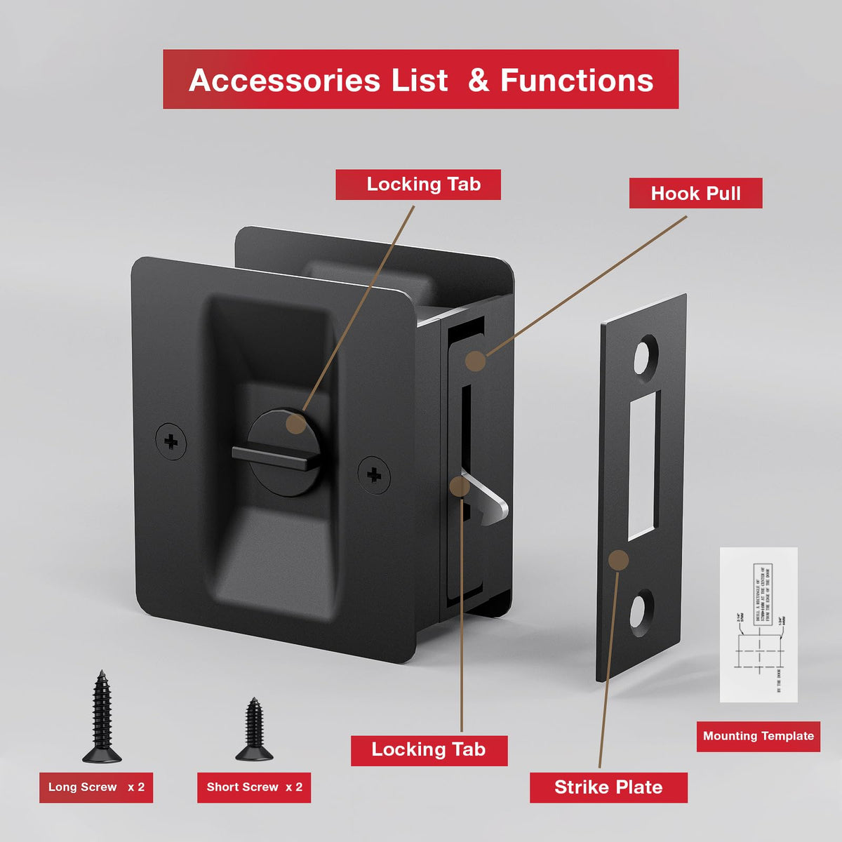 AWDIA easy-install pocket door hardware simplifies replacement.