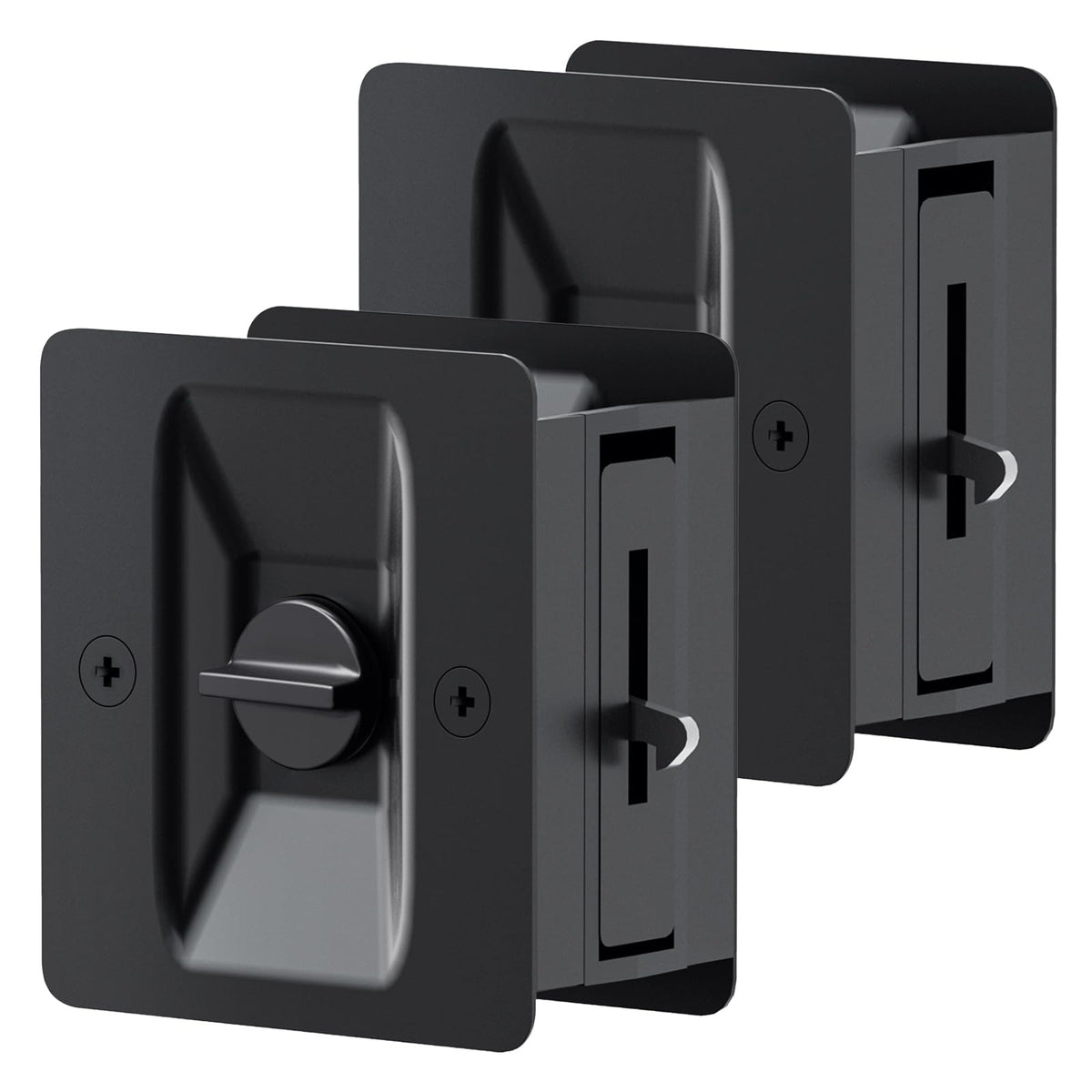 AWDIA matte black pocket door lock with pull offers sleek privacy.