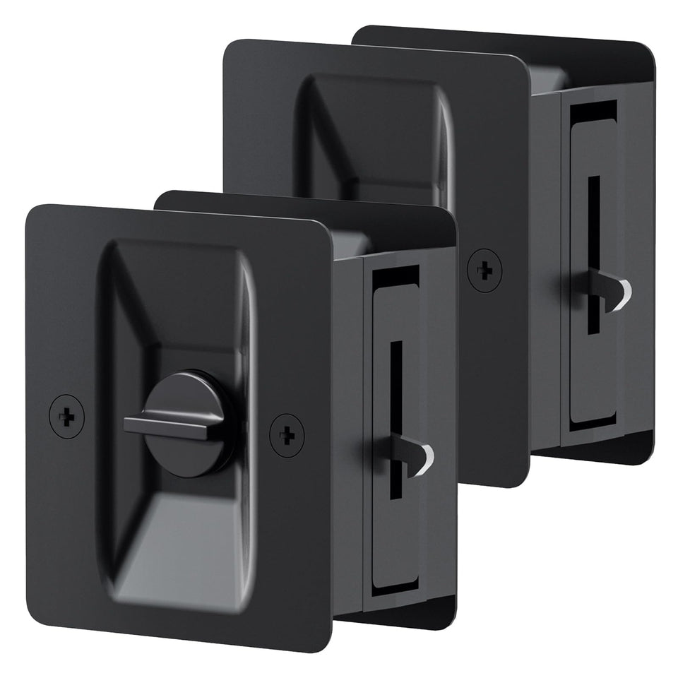 AWDIA matte black pocket door lock with pull offers sleek privacy.