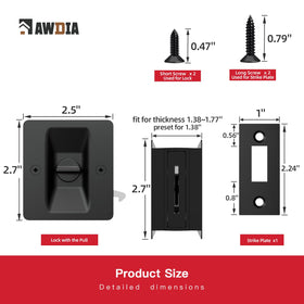 AWDIA pocket door lock for 1.38–1.77 inch doors.