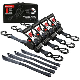 AWELCRAFT retractable ratchet strap 4-pack secures truck cargo with easy storage