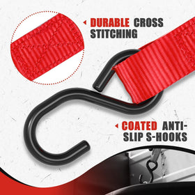 AWELCRAFT S-hooks and soft loops protect surfaces during securing.