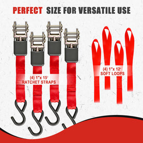 AWELCRAFT ratchet straps secure loads on a truck bed.
