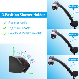Awelife 3-position shower head holder keeps head ready in small spaces