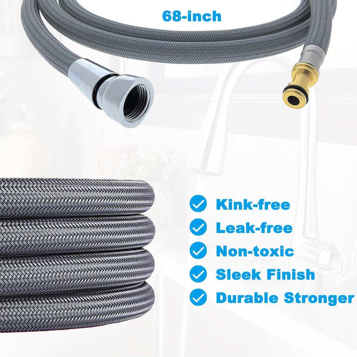 Awelife brass end fittings enable smooth 360 rotation on the hose.