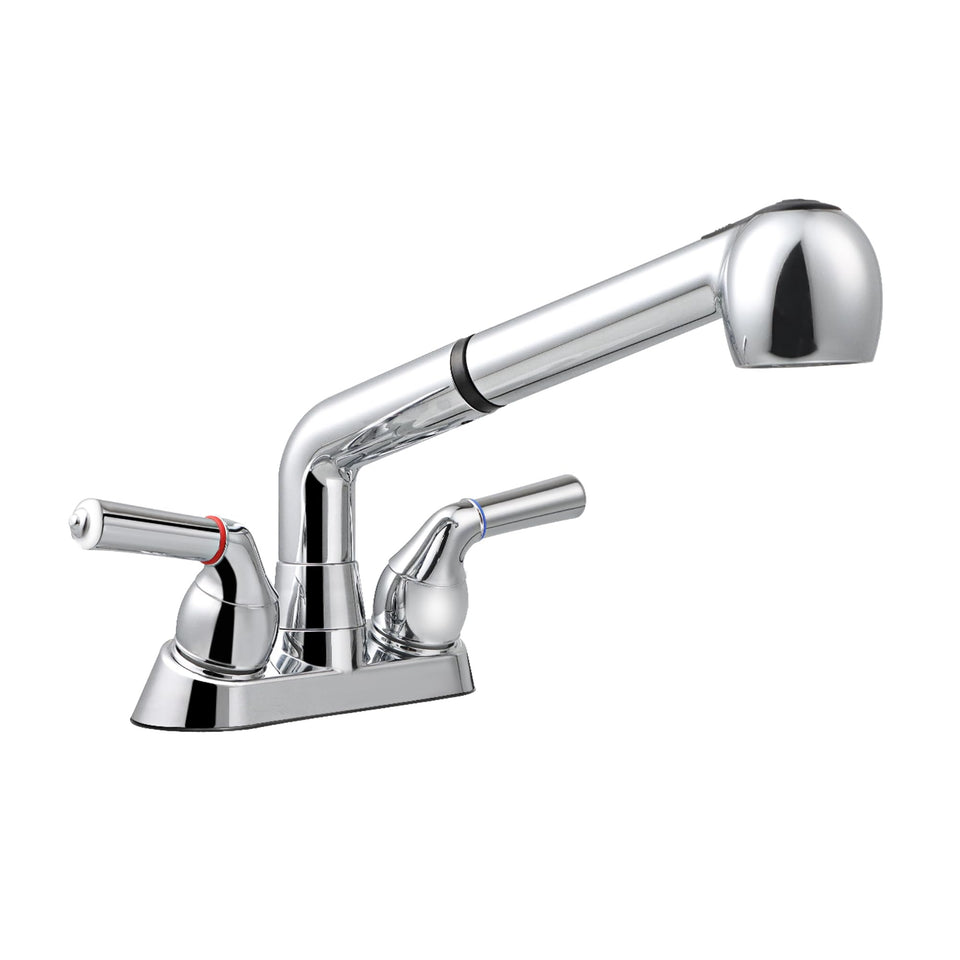 Awelife utility sink faucet with chrome finish and sprayer for easy laundry tasks.