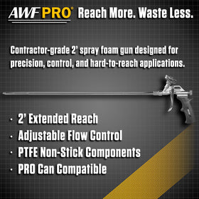 AWF PRO foam gun extended nozzle for hard-to-reach cavities.