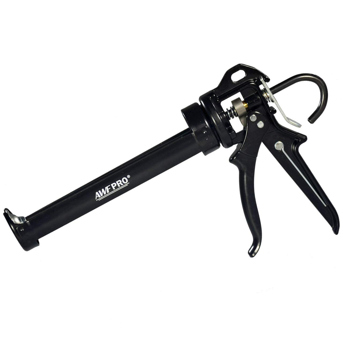 AWF PRO heavy duty caulk gun with rotating barrel for precise corner sealing