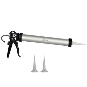 AWF PRO sausage caulking gun demonstrates foil-pack to cartridge conversion for versatile use.