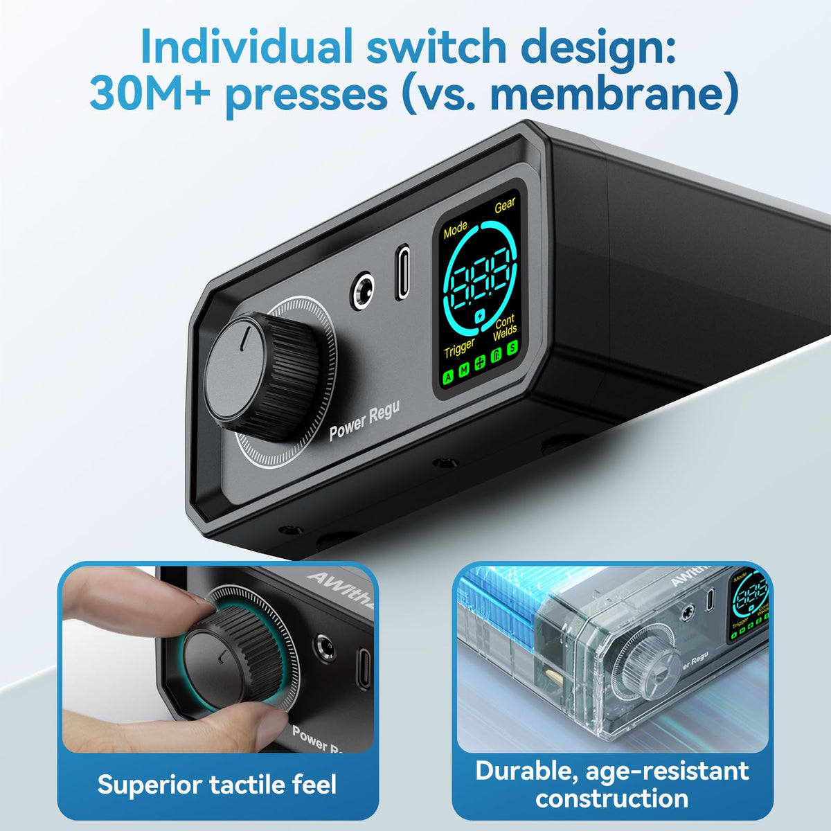 AWithZ foot pedal operation for hands-free welding and safer handling.