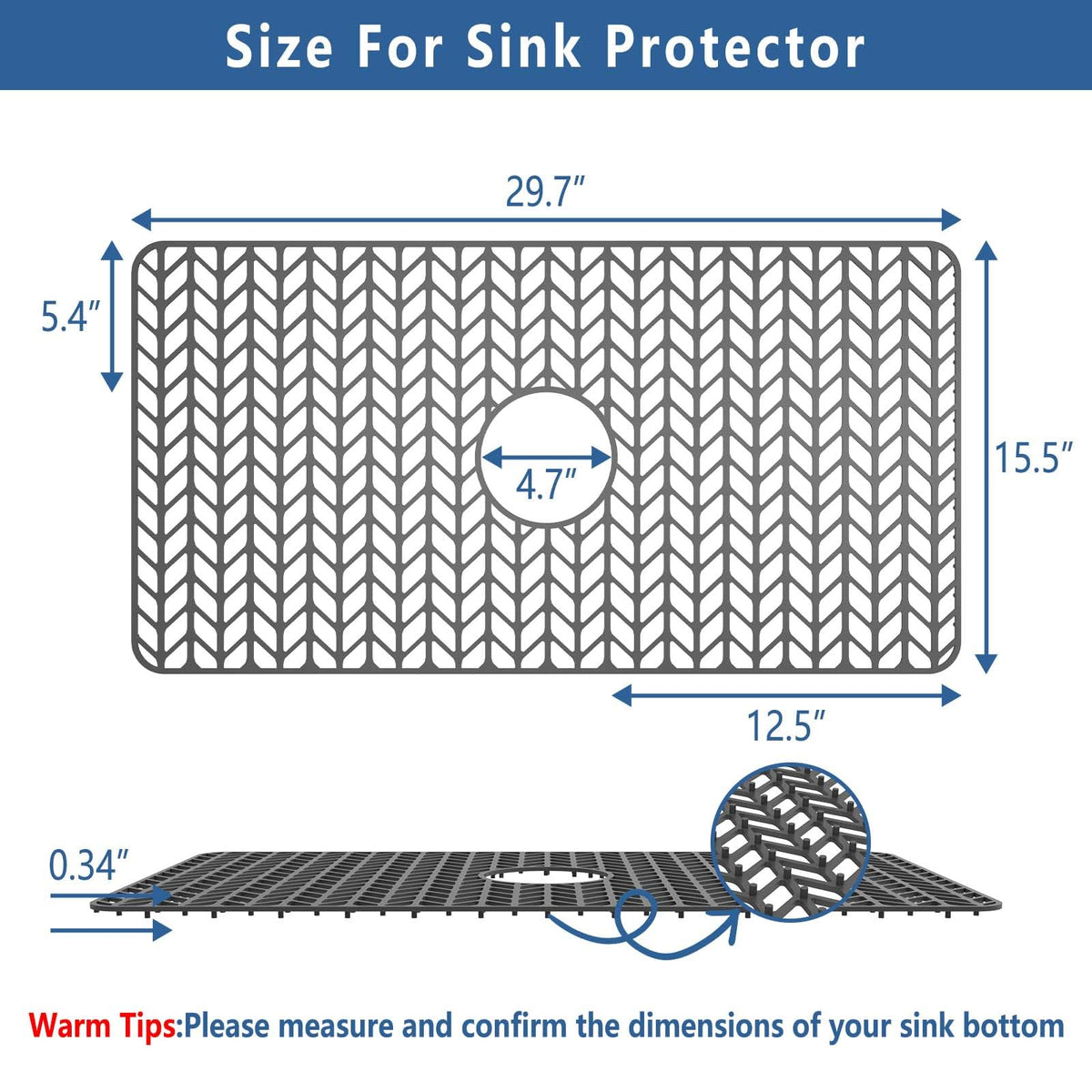 AWOKE farmhouse sink mat provides durable silicone protection for everyday use.