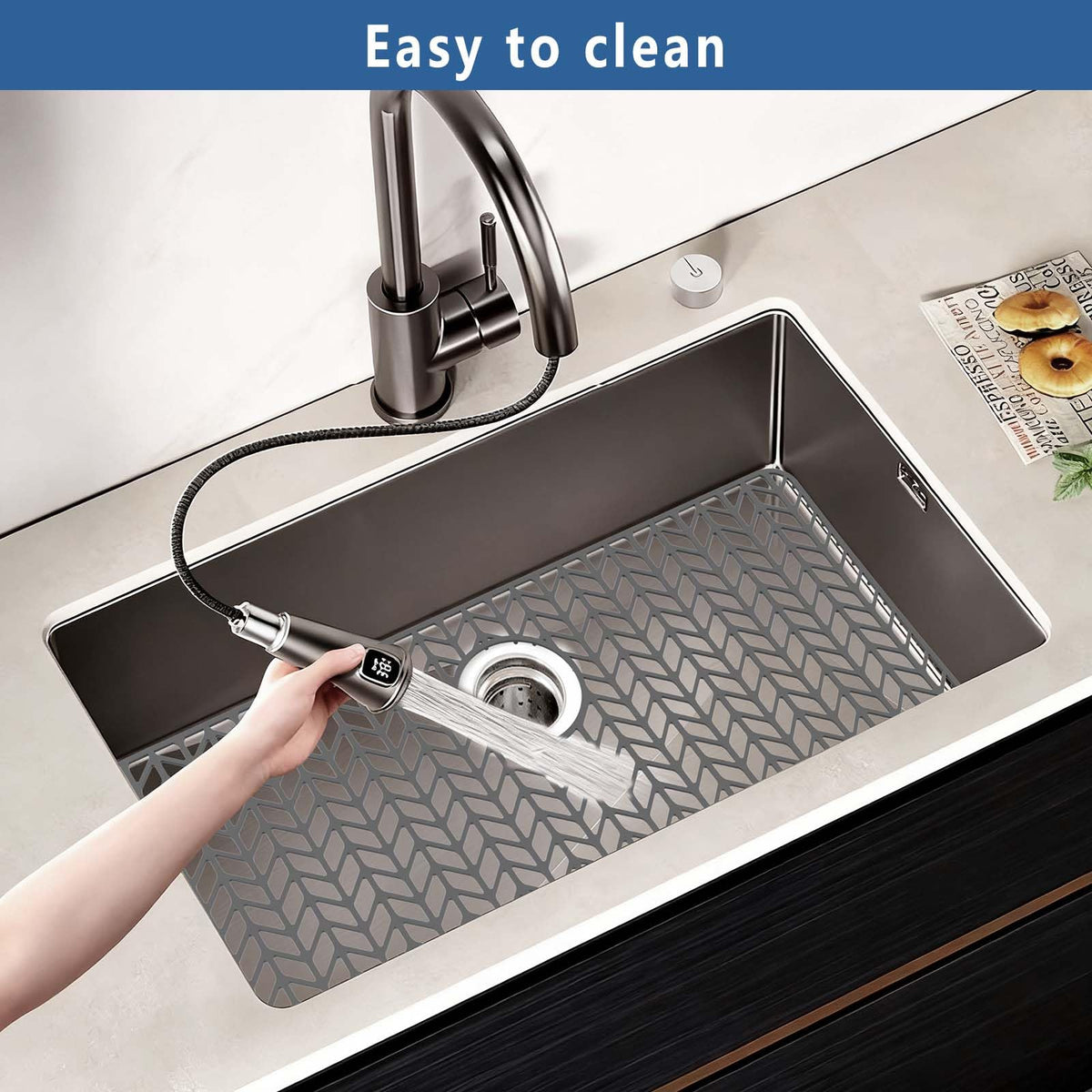 AWOKE heat-resistant silicone withstands up to 450°F for safe hot pot placement.