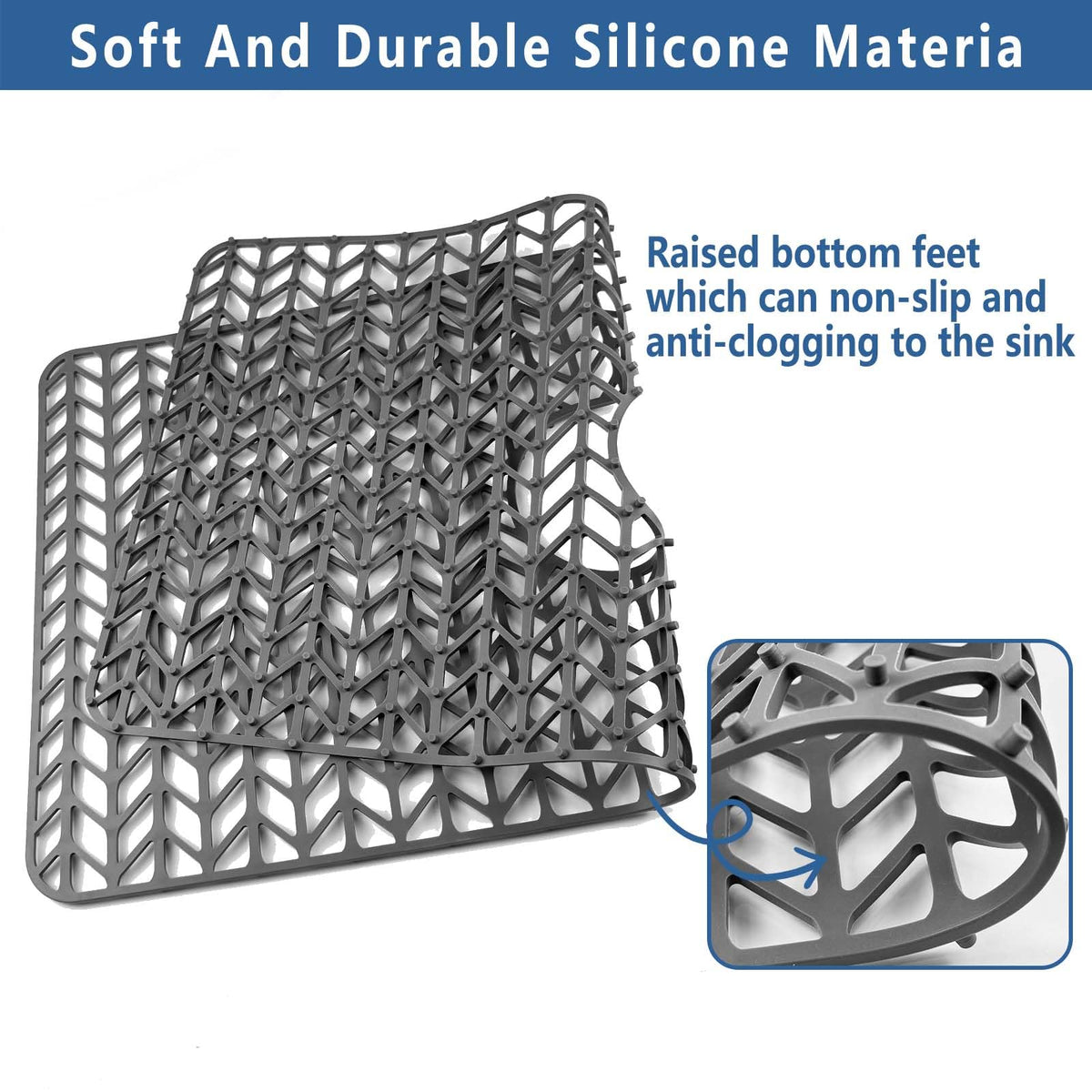 AWOKE non-slip design keeps the mat secure during dishwashing and pan movement.