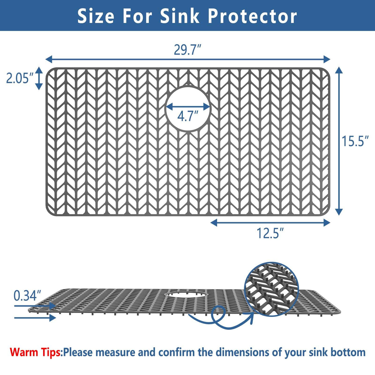 AWOKE silicone sink mat with back drain hole enables smooth water flow and drainage.