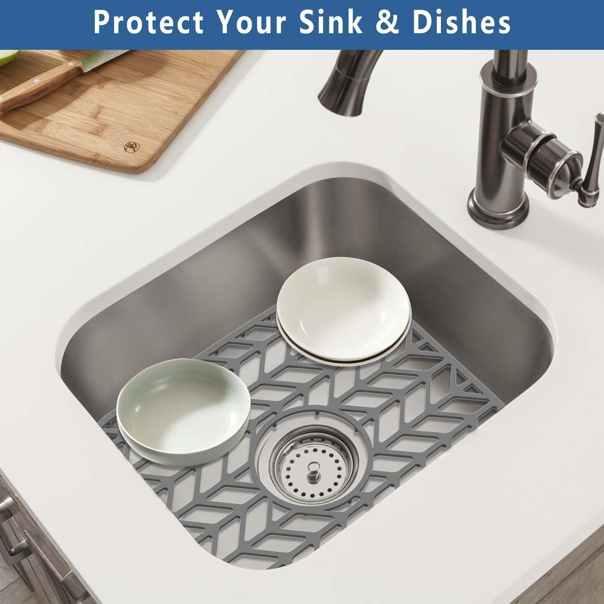 AWOKE two-pack mats double sink protection without clutter.