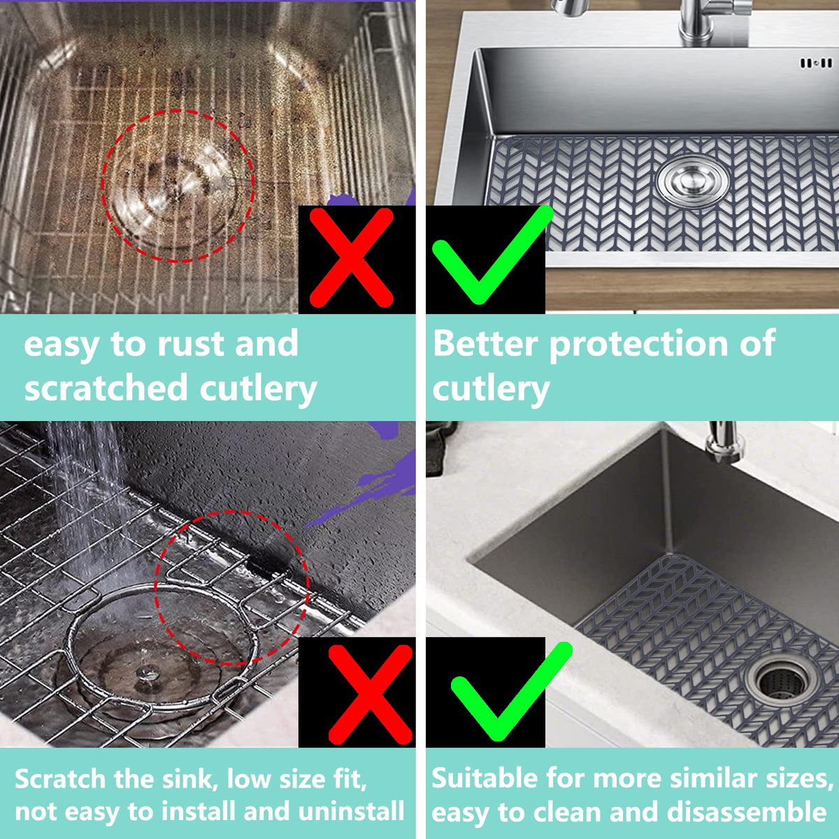 Fits farmhouse sinks with rear drain for versatile kitchen protection