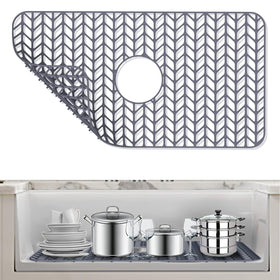 AWOKE Sink Protector mat in grey with center drain protecting sink surface