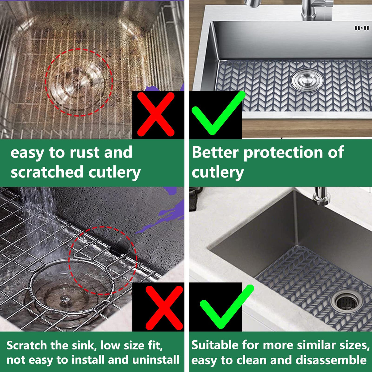 AWOKE Sink Protector Mat flexible silicone adapts to curved or flat sinks.