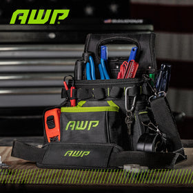 AWP Black and green tool pouch adds rugged style to professional trades.