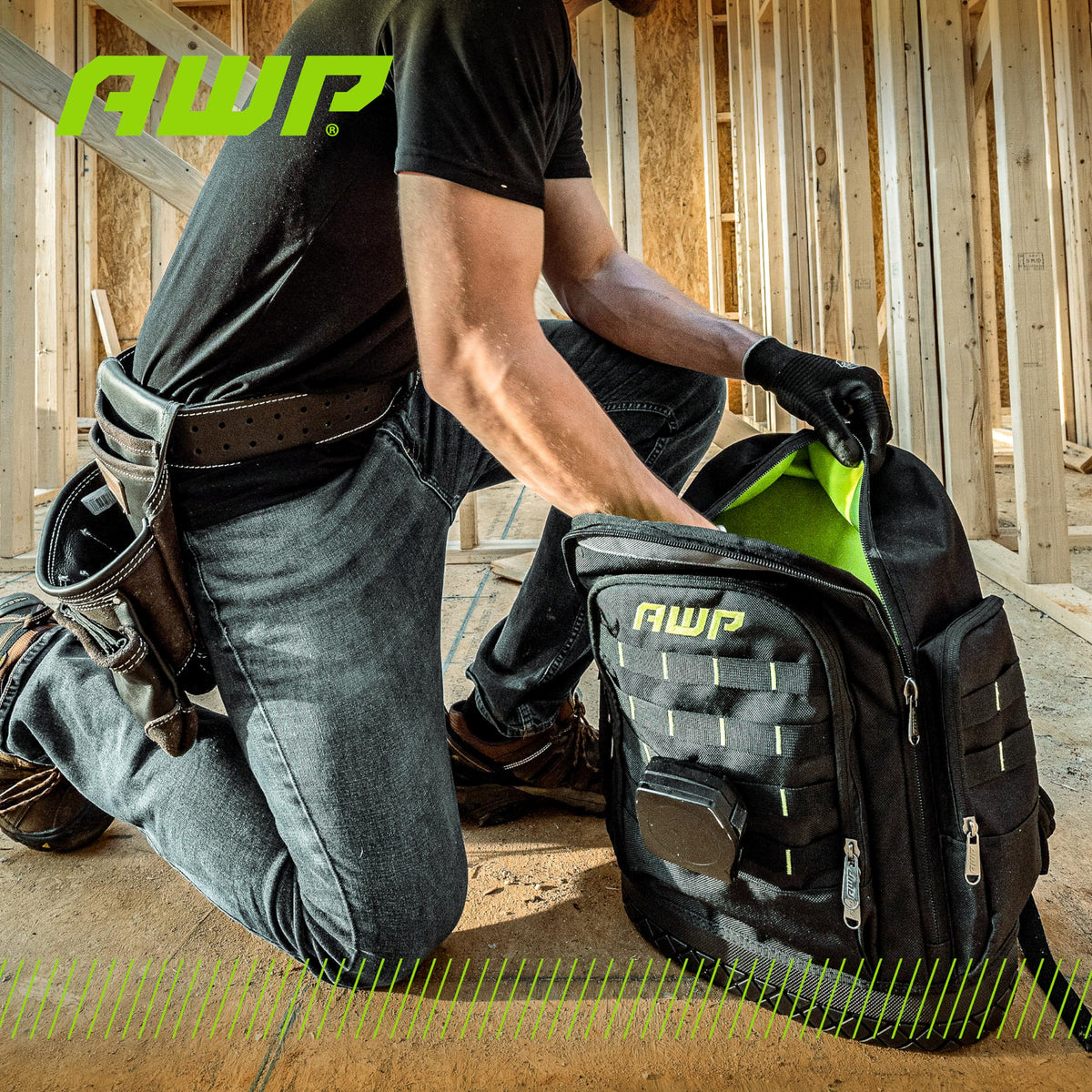 AWP Extreme Tool Backpack waterproof molded base protects gear on damp job sites