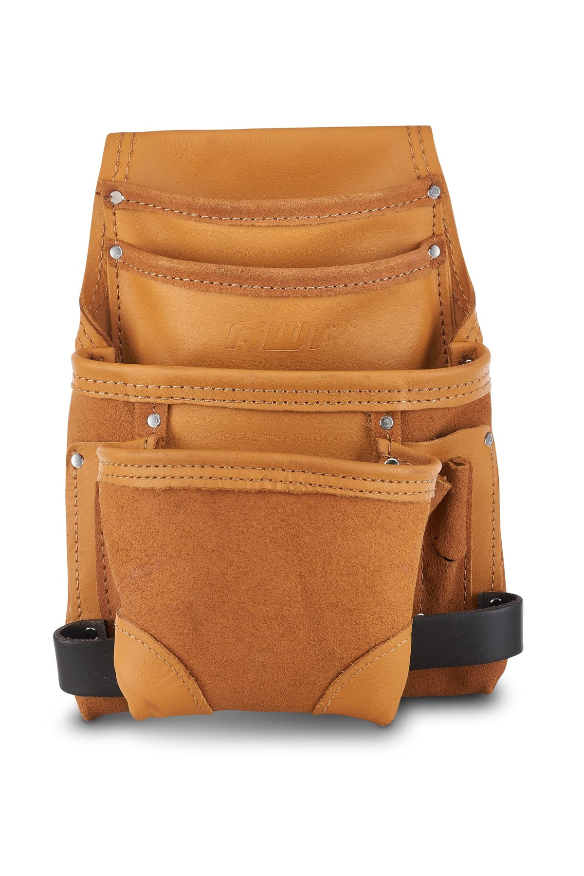 AWP Genuine Leather Premium Tool Pouch front view shows durable construction for daily use.