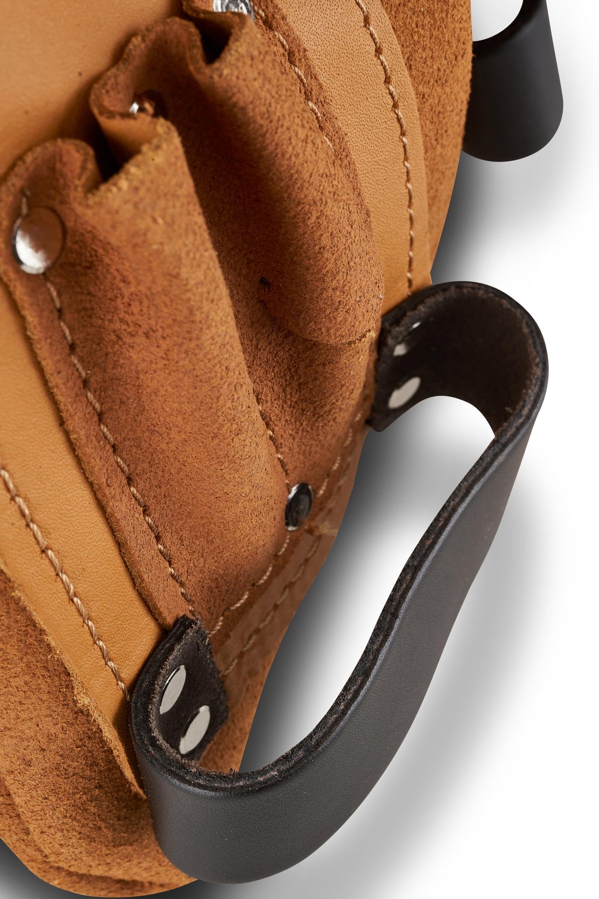 AWP Genuine Leather Premium Tool Pouch interior elastic pockets keep small parts organized.