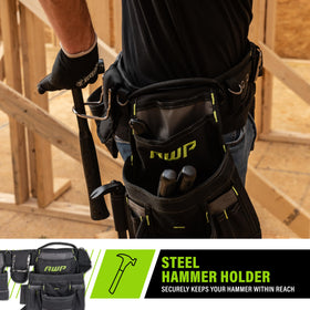 AWP Tool Belt 18-pocket storage provides organized, easy-access tool organization.