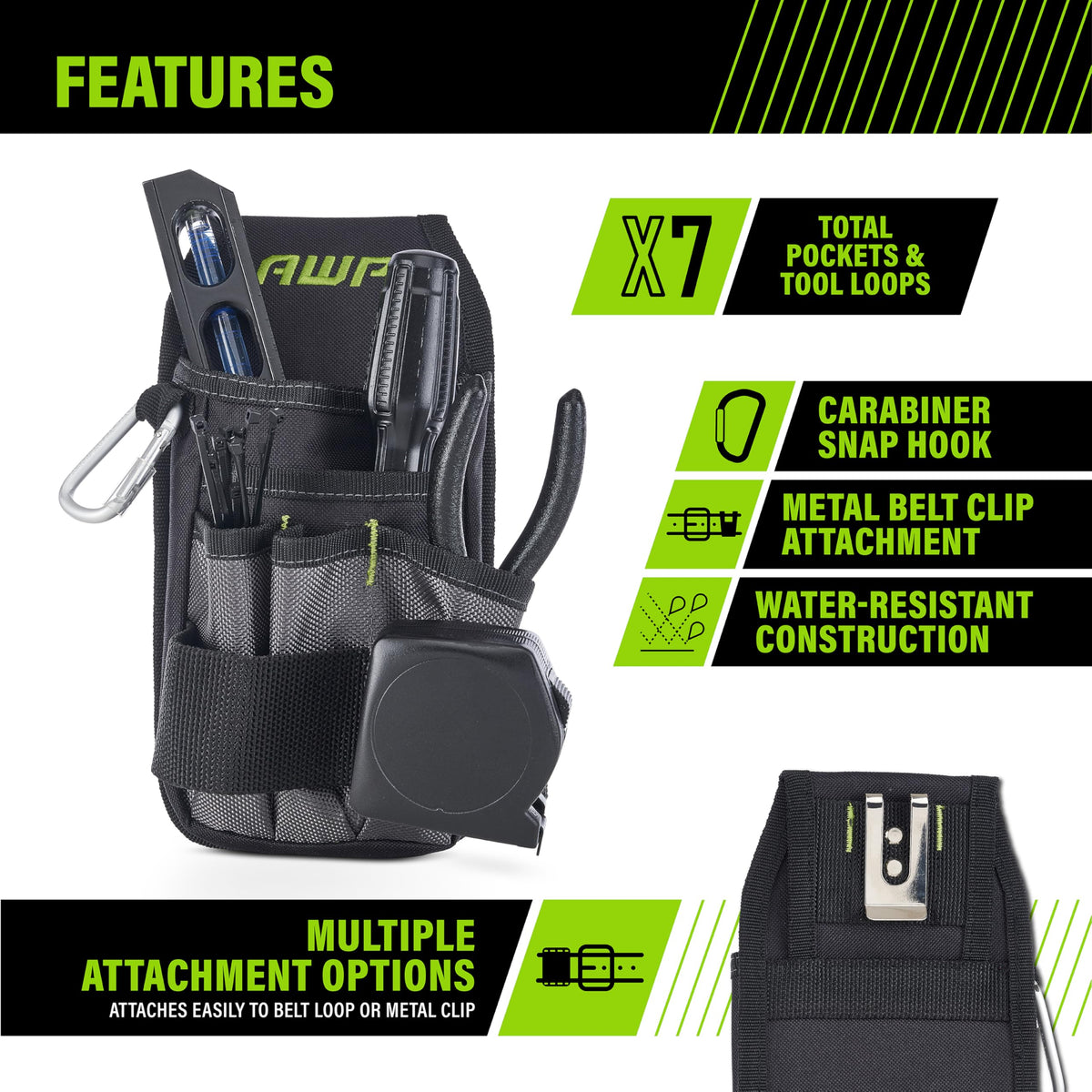 AWP tool pouch seven pockets for efficient organization during daily tasks