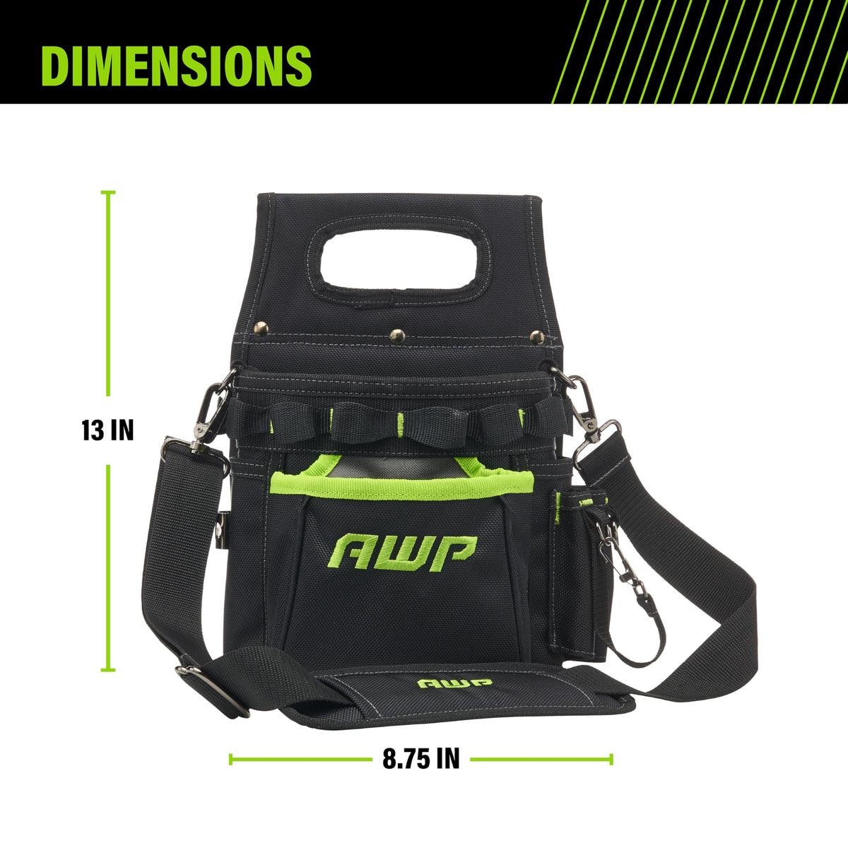 AWP Water-resistant reinforced polyester pouch withstands harsh jobsite conditions.