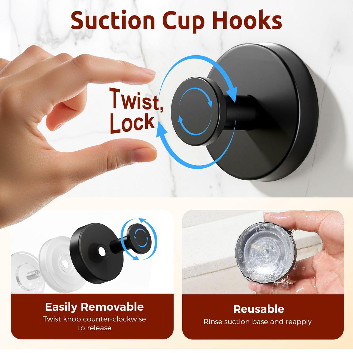 Awrose heavy-duty suction hook holds up to 15 lbs on surfaces.