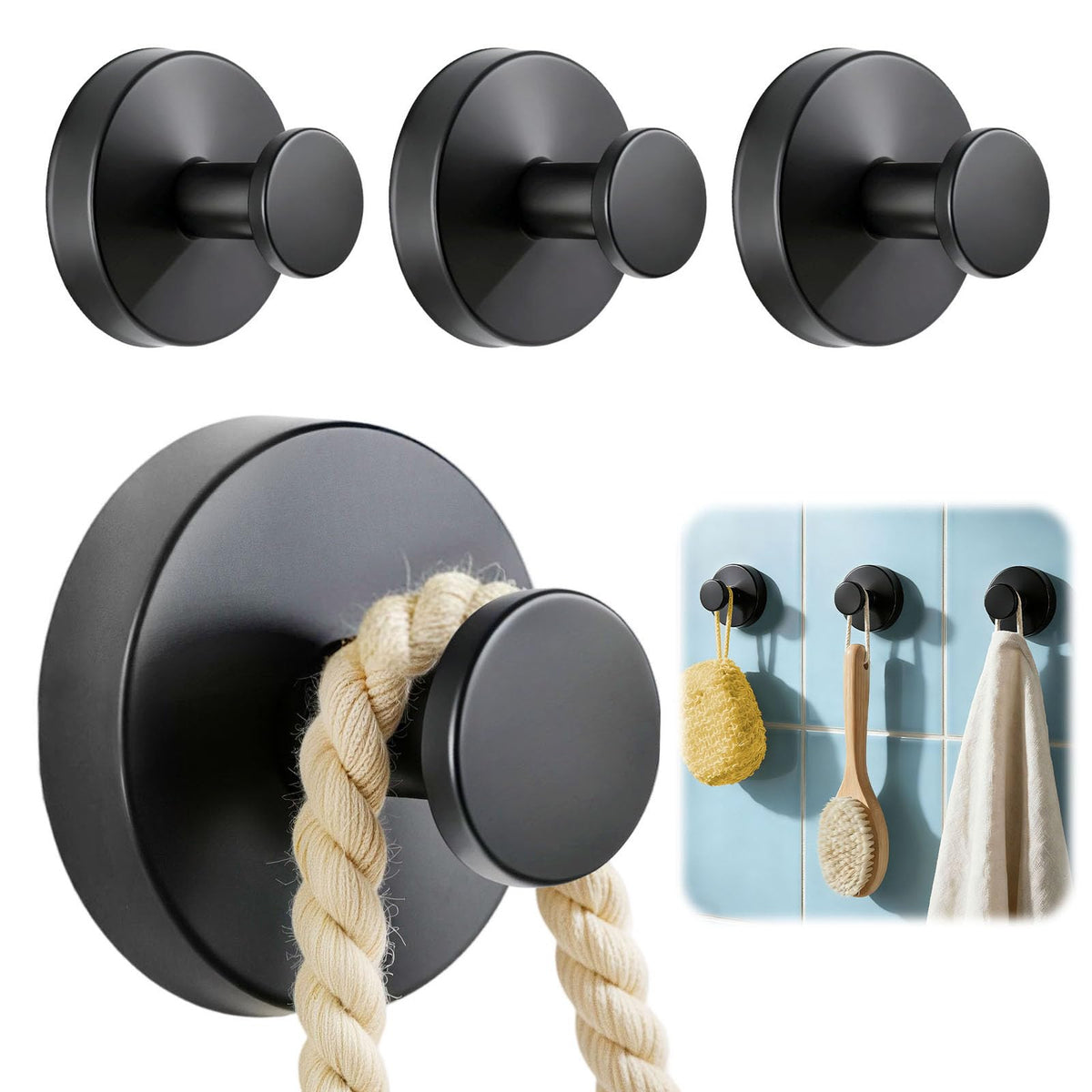 Awrose suction-hook shower for towels and robes with no-drill installation.