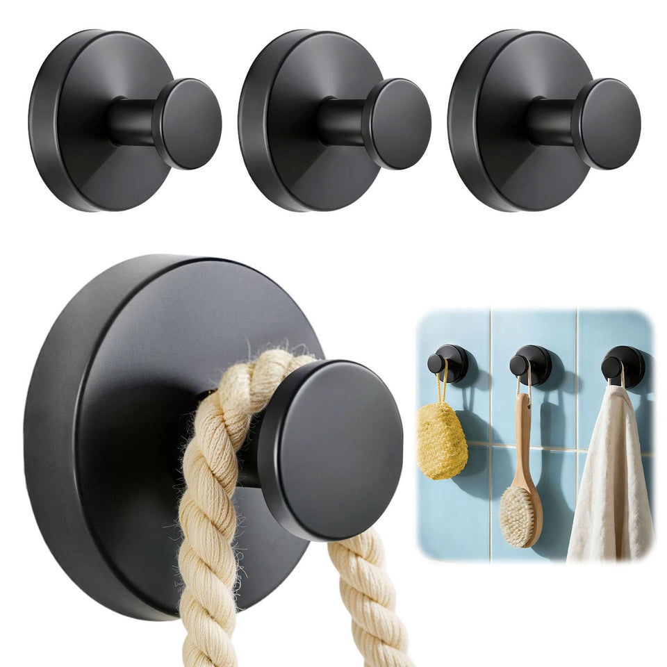 Awrose suction-hook shower for towels and robes with no-drill installation.
