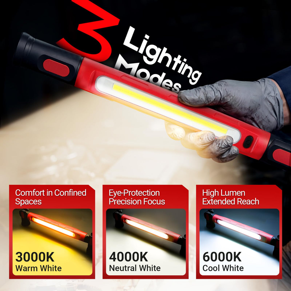 AWROSE work light 180° swivel and 360° rotation for precise positioning