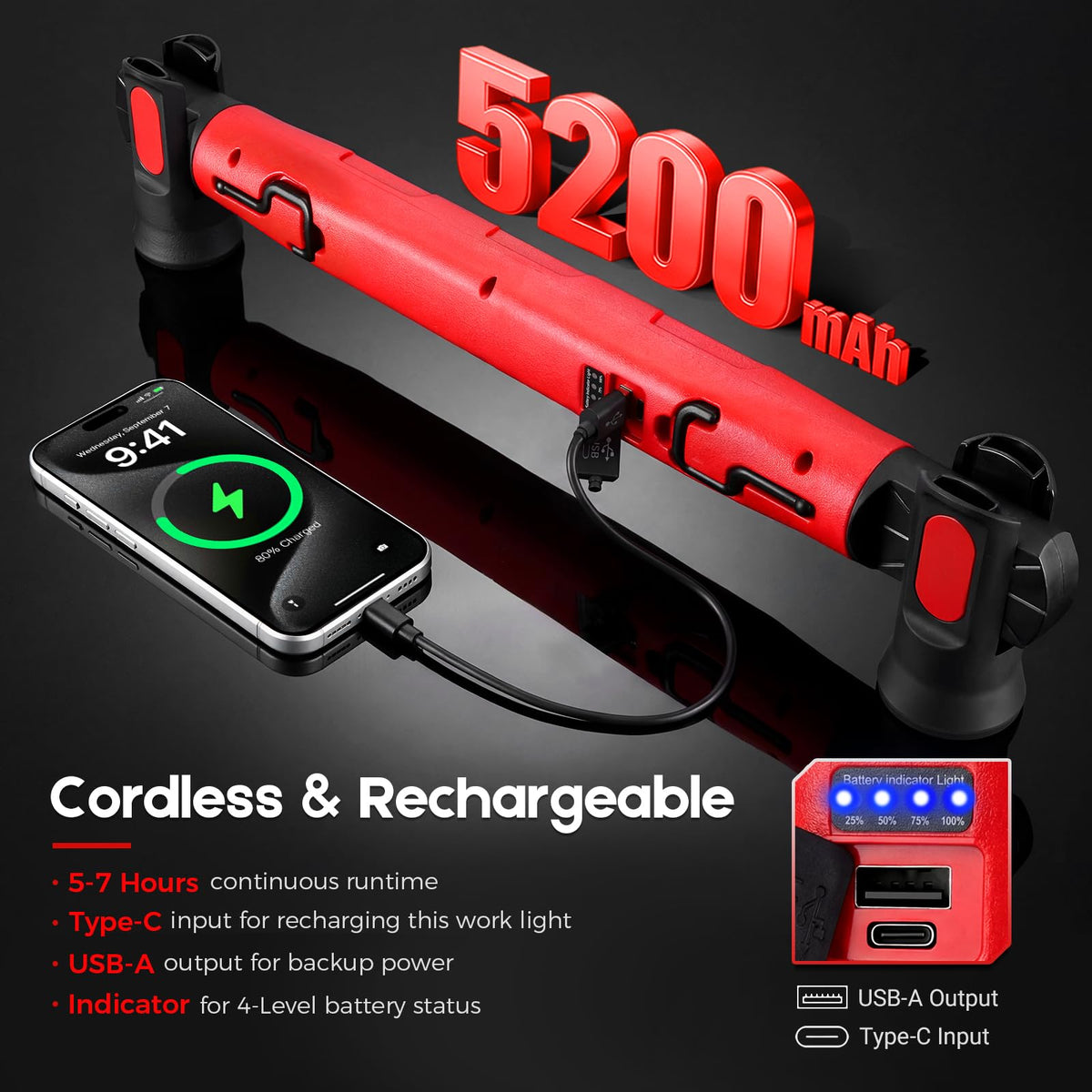 AWROSE work light magnetic ends enable hands-free mounting