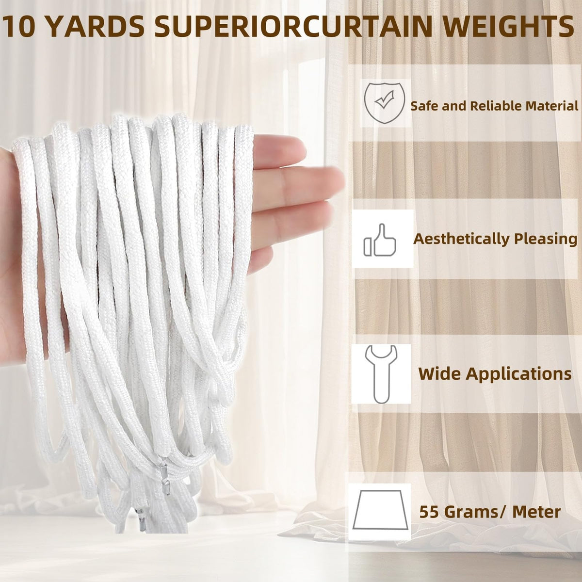 Awsxuoor easy-install curtain weighted tape enables quick DIY setup