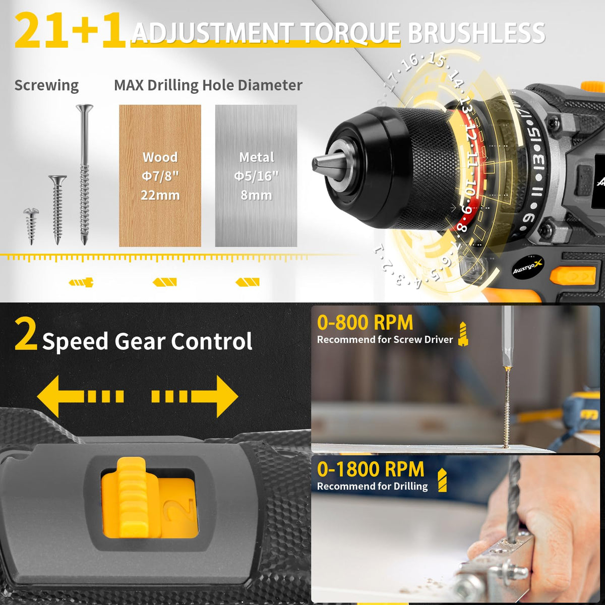AwxryoX metal keyless chuck keeps bits secure during use