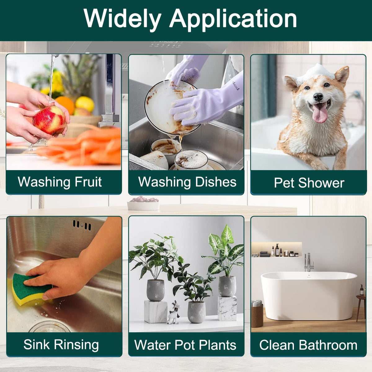 AWXYG versatile kitchen spray setup supports fruit and dish cleaning.