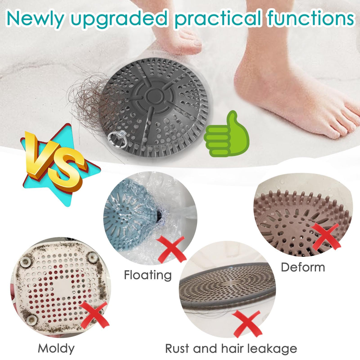 AWzzz easy install and quick clean shower drain cover in action