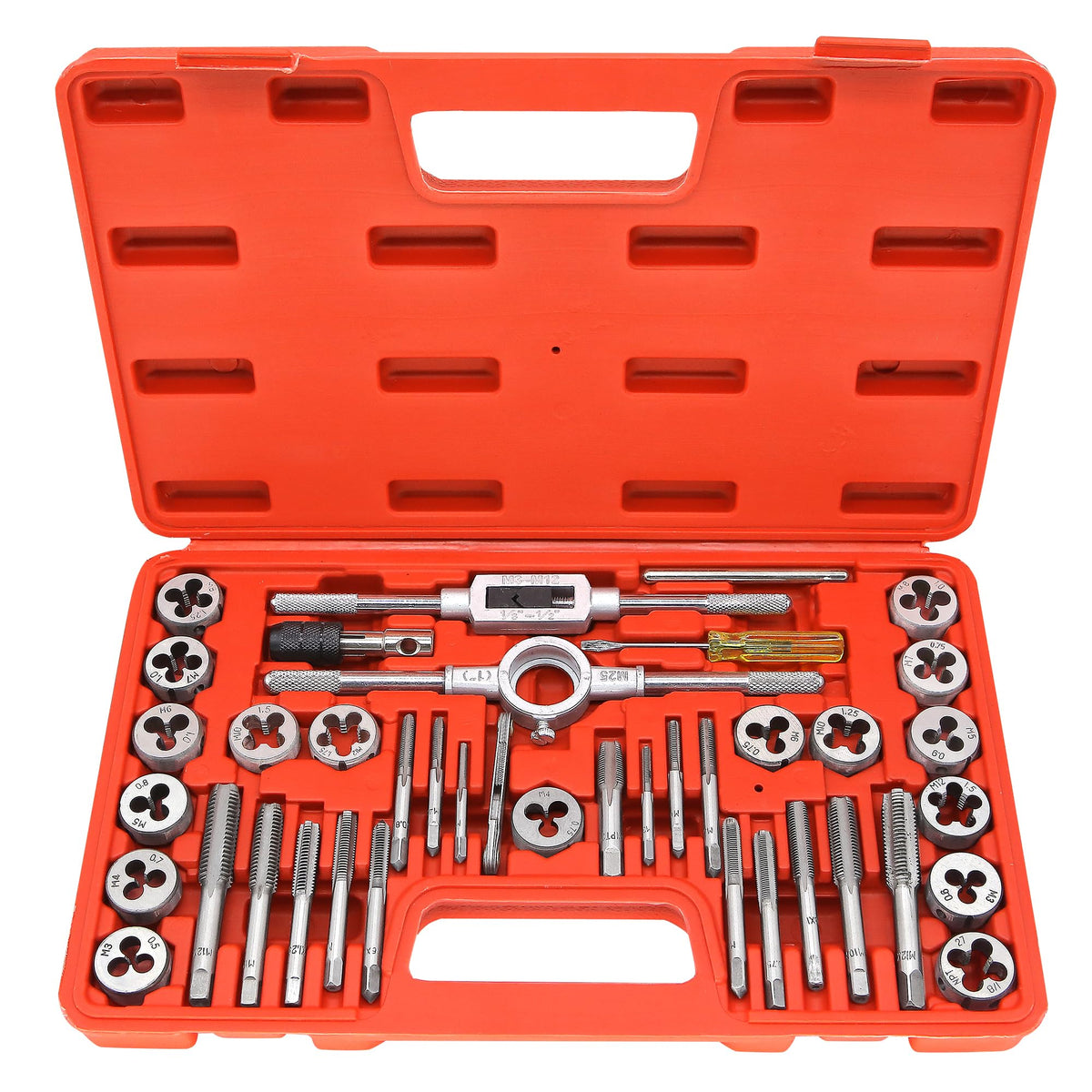 Axelord 40PCS tap and die set with case and accessories for organized threading projects.